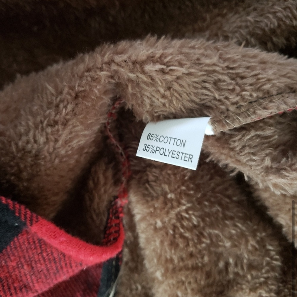 Red Black Plaid Howel's Hoodie Button Down - Picture 4 of 4